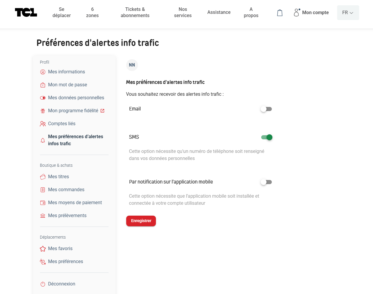 preferences d'info trafic