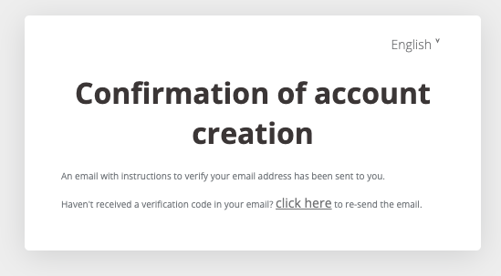 confirmation of account creation